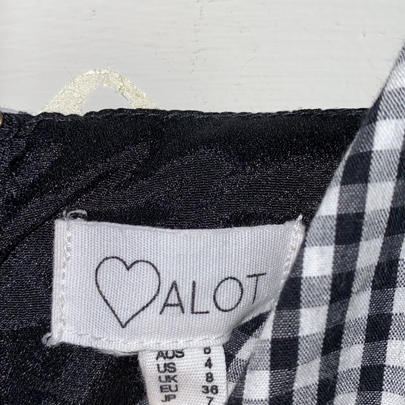 LF black and white gingham tie front romper - Picture 3 of 5